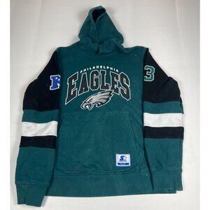 Starter Philadelphia Eagles Men L Retro Green Black Colorblock Pullover Hoodie